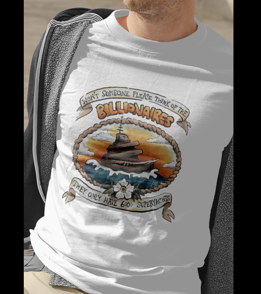 Won't Someone Please Think Of The Billionaires They Only Have 6000 Superyachts Vintage Superyacht Sunset Ocean Waves T-Shirt