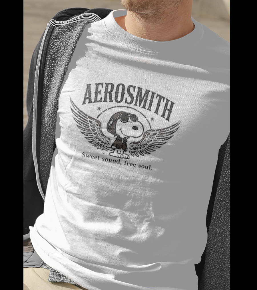 Aerosmith Peanuts Snoopy Sweet Sound Free Soul Winged T-Shirt