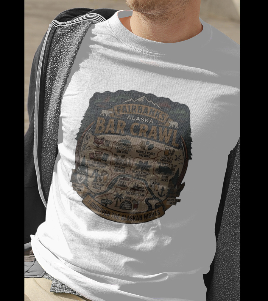 Fairbanks Alaska Bar Crawl I Survived The Alaskan Nights T-Shirt