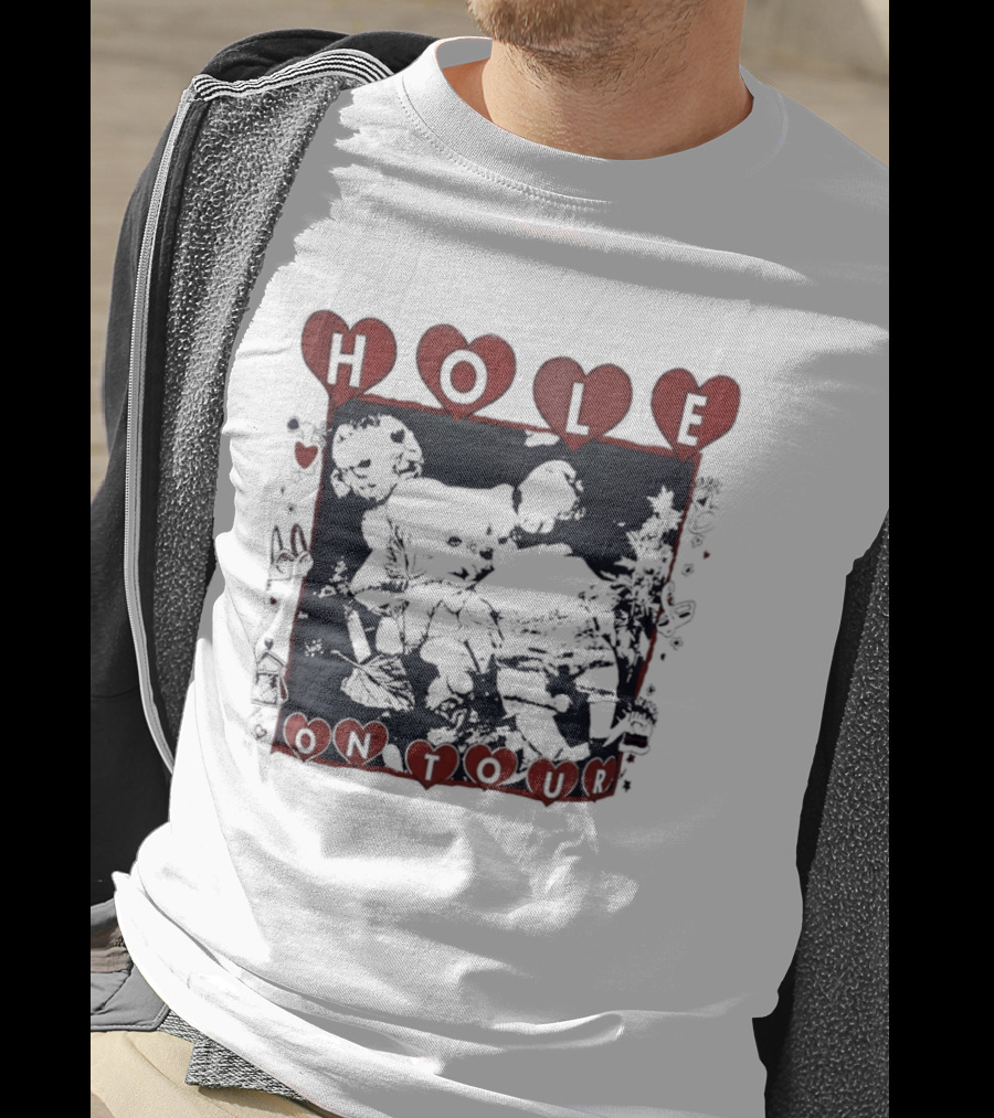 Hole Band Courtney Love On Tour Hearts T-Shirt