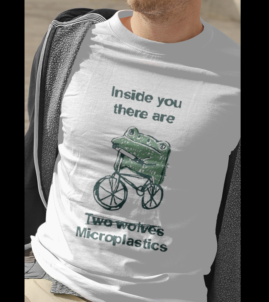 Inside You There Are Two Frogs Riding Bicycle Microplastics T-Shirt