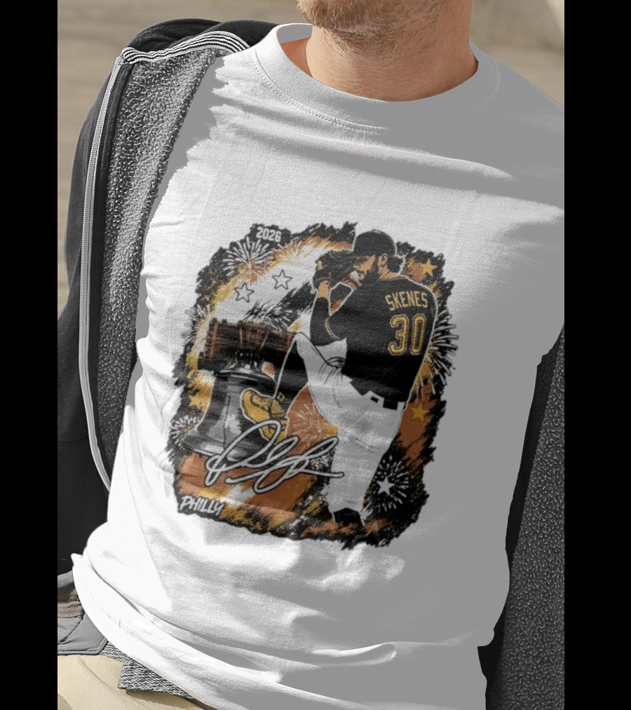 Paul Skenes 30 Pittsburgh Pirates Philly Liberty Bell 2026 Fireworks T-Shirt