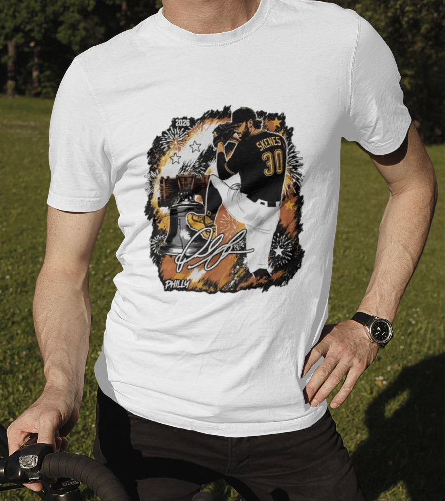 Paul Skenes 30 Pittsburgh Pirates Philly Liberty Bell 2026 Fireworks T-Shirt