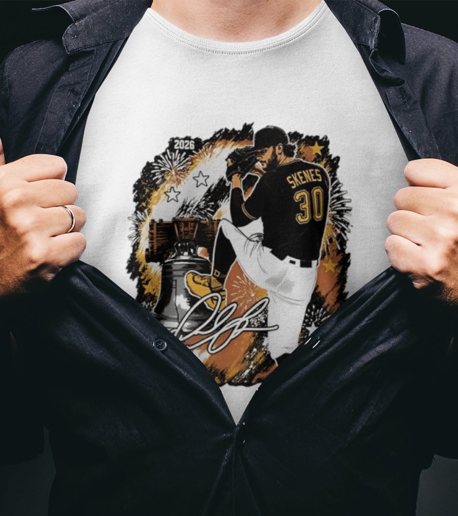 Paul Skenes 30 Pittsburgh Pirates Philly Liberty Bell 2026 Fireworks T-Shirt