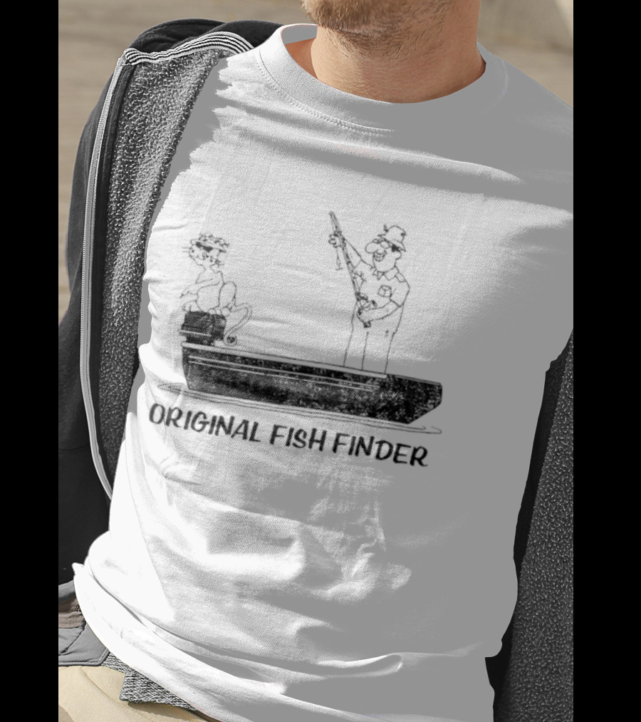 Original Fish Finder Fishing Fisherman Boat Scene T-Shirt
