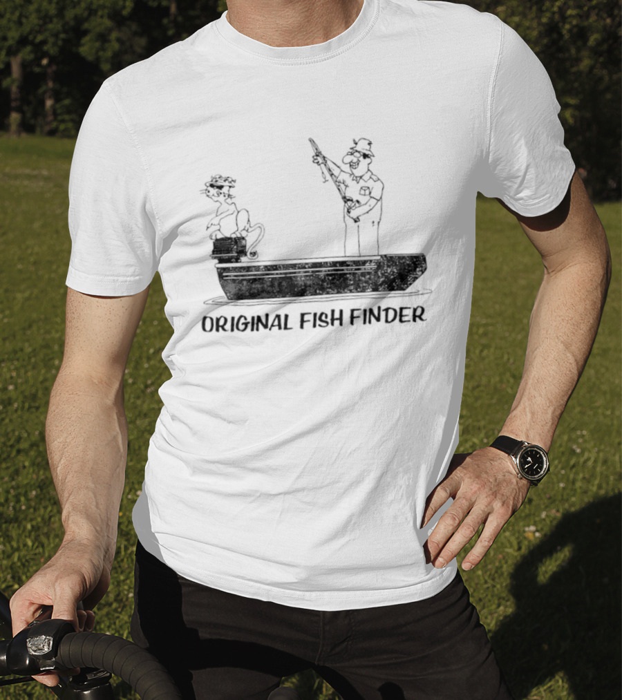 Original Fish Finder Fishing Fisherman Boat Scene T-Shirt