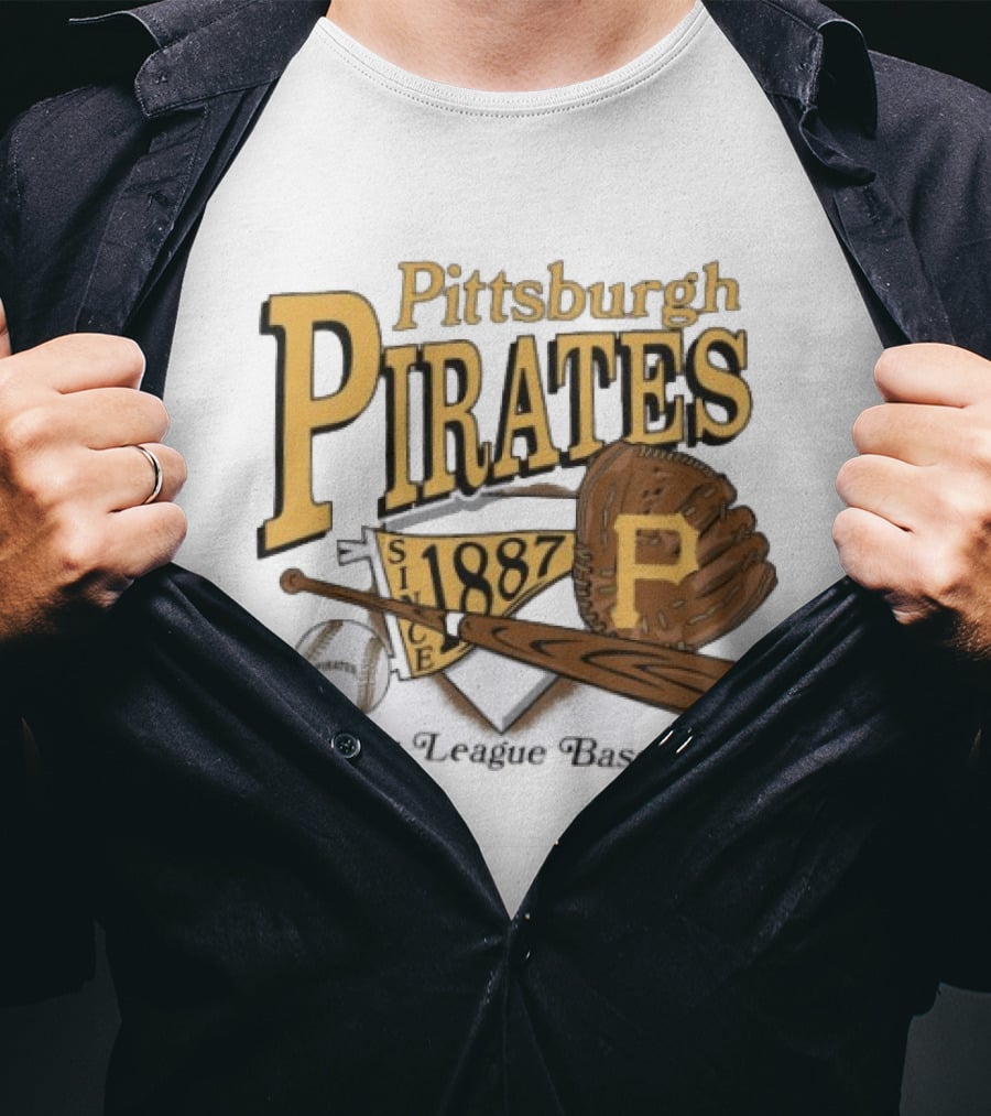 Pittsburgh Pirates Since 1887 Major League Baseball Bat Glove Patch Ball T-Shirt