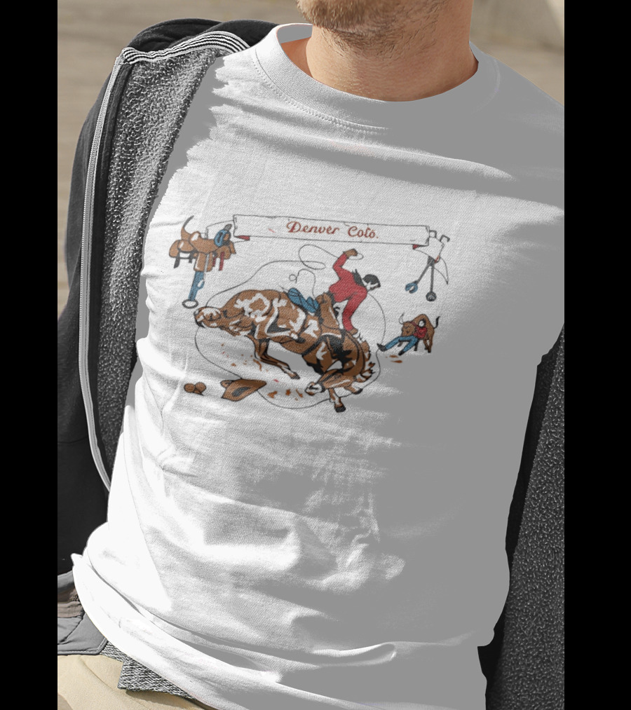 Denver Colo Rodeo Cowboy Riding Bucking Bull Western T-Shirt