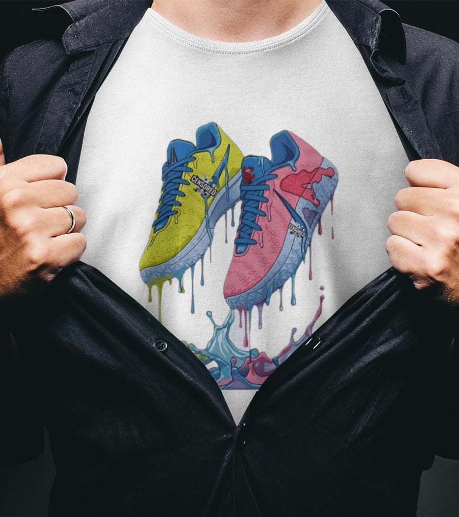 Dripping Paint Sneakers Censored T-Shirt