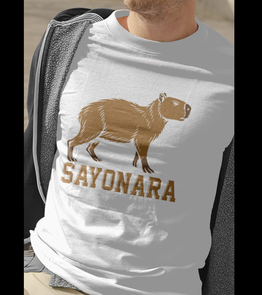 Sayonara Capybara Brown Rodent Farewell T-Shirt