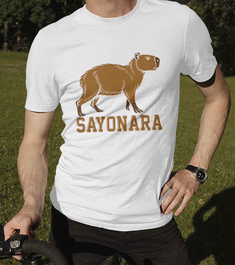 Sayonara Capybara Brown Rodent Farewell T-Shirt