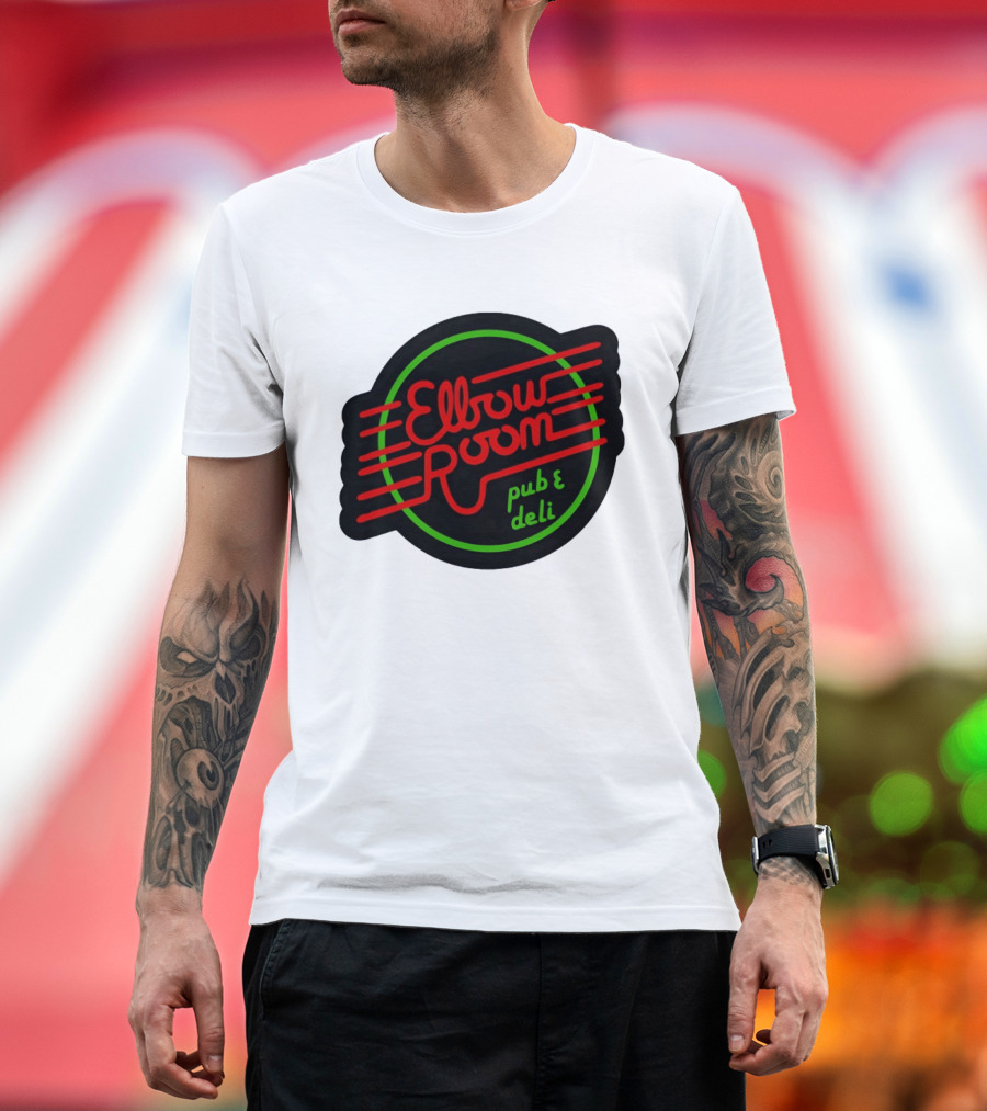 Elbow Room Pub And Deli Neon Sign Red And Green Circle T-Shirt
