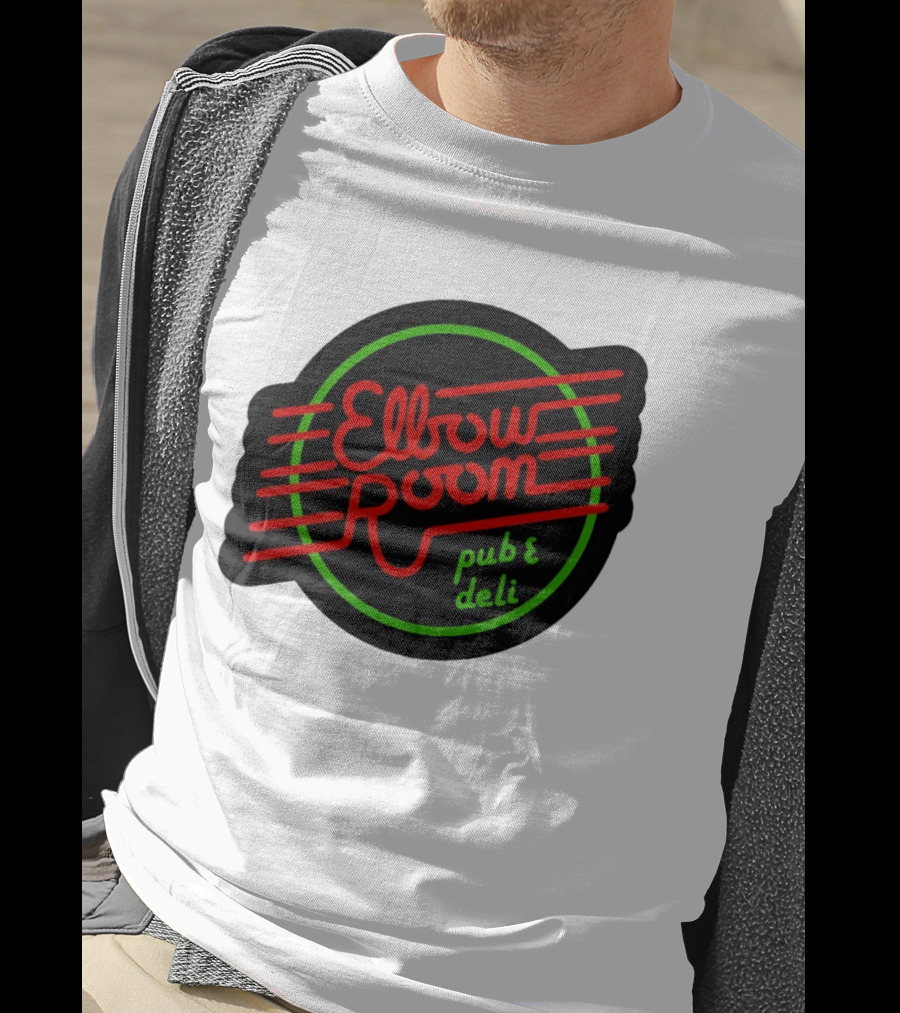 Elbow Room Pub And Deli Neon Sign Red And Green Circle T-Shirt