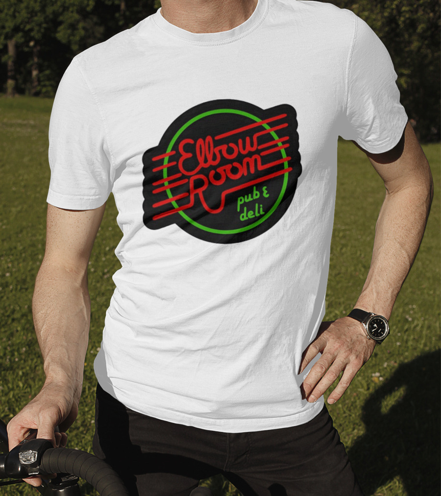 Elbow Room Pub And Deli Neon Sign Red And Green Circle T-Shirt