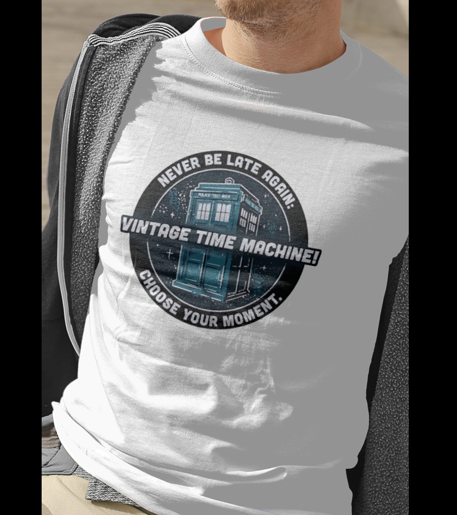 Never Be Late Again Vintage Time Machine Choose Your Moment T-Shirt