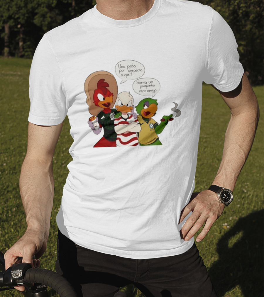 The Three Caballeros Panchito Pistoles Donald Duck José Carioca México USA Brazil Jerseys Soccer Fan Collection T-Shirt