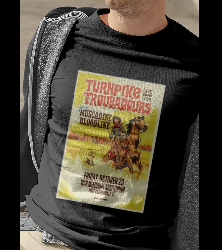 Turnpike Troubadours Live On Tour Featuring Muscadine Bloodline War Memorial Auditorium Fort Lauderdale October 23 T-Shirt
