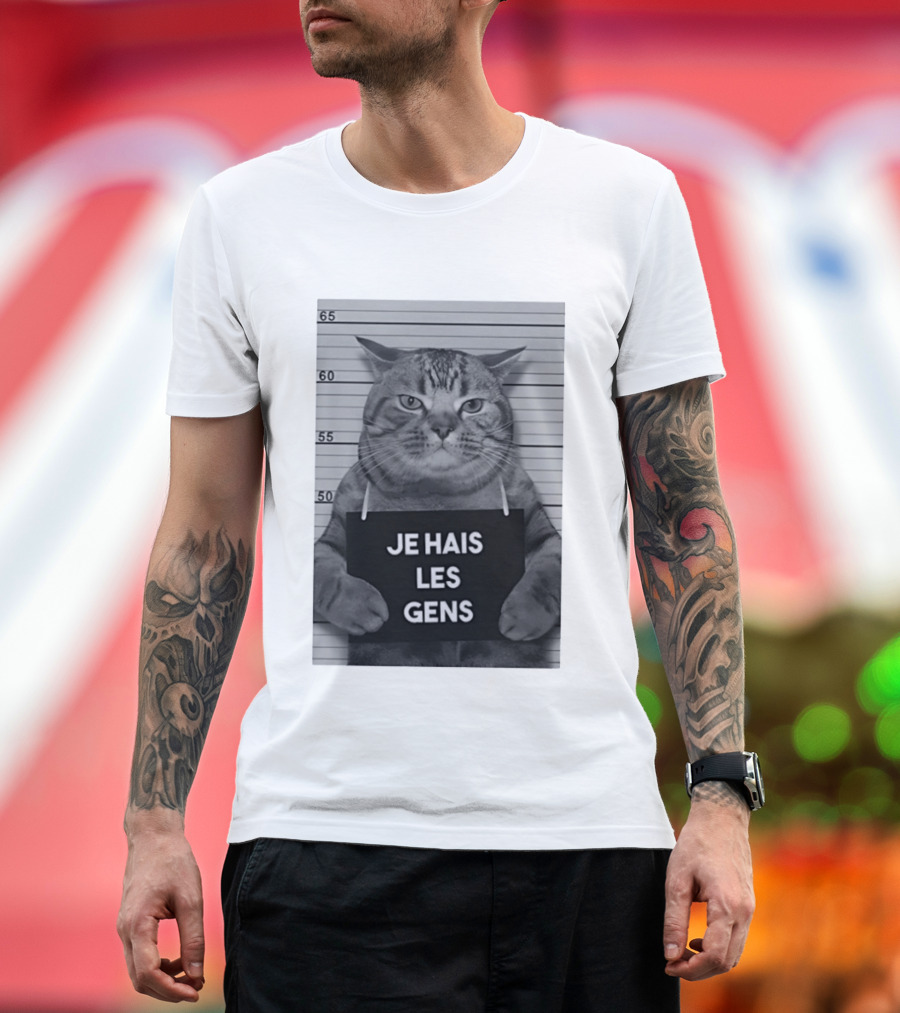 Je Hais Les Gens Shot Cat French T-Shirt