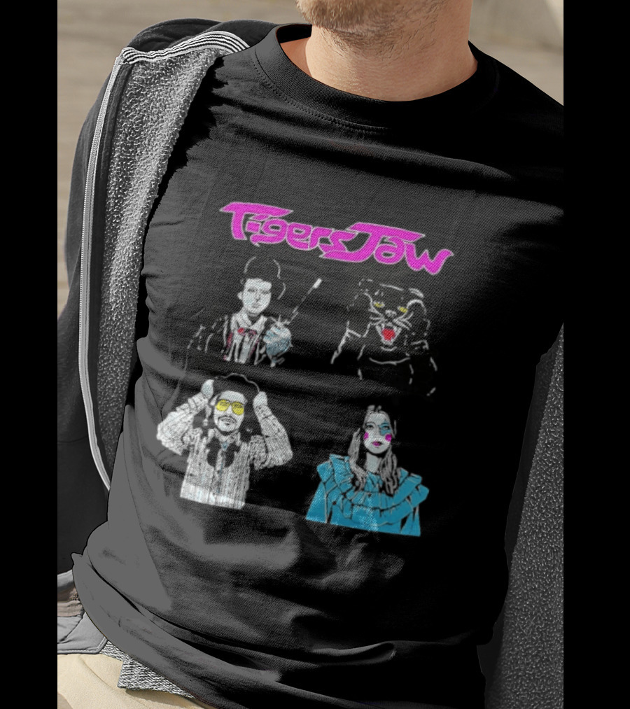 Tigers Jaw Band Members Indie Rock Retro Style Illustrated Portraits T-Shirt