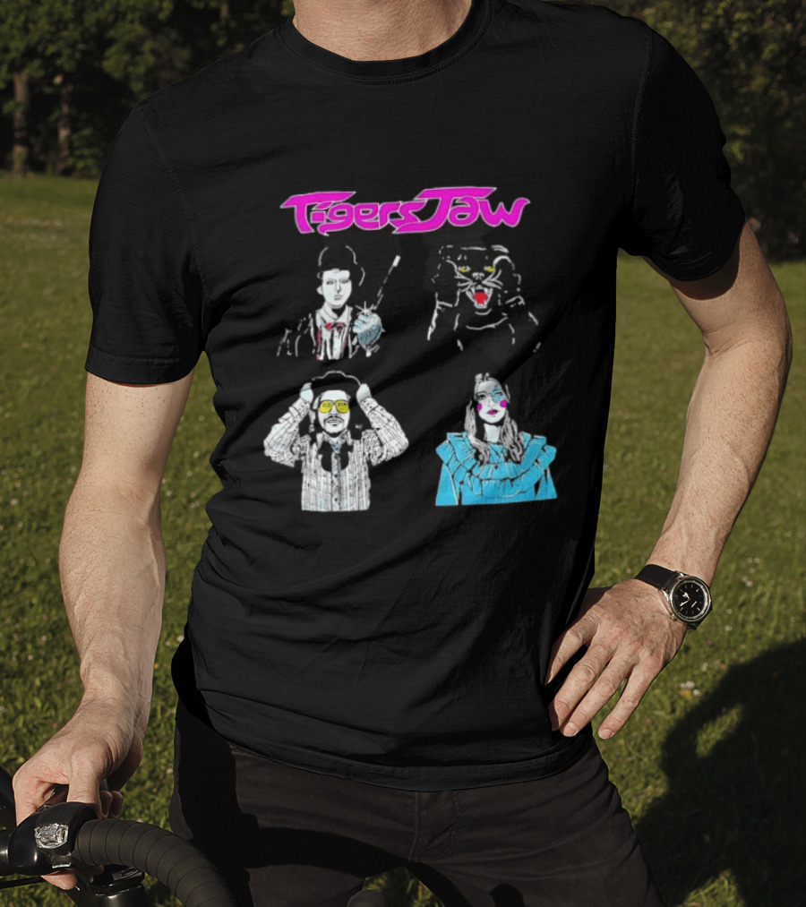 Tigers Jaw Band Members Indie Rock Retro Style Illustrated Portraits T-Shirt
