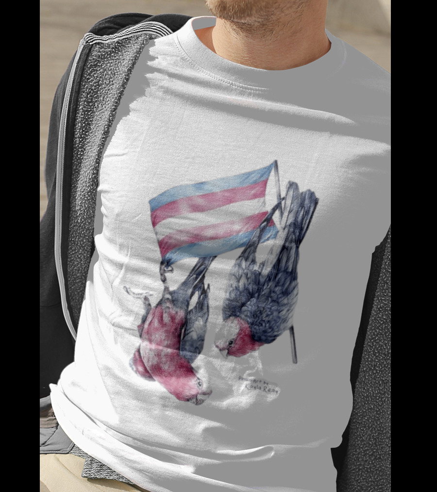 Trans Pride Flag Galah Parrots By Kayla Reay T-Shirt
