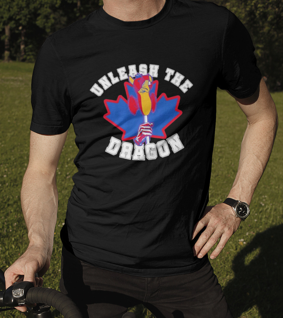 Unleash The Dragon Toronto Blue Jays Home Run Dragon Maple Leaf T-Shirt