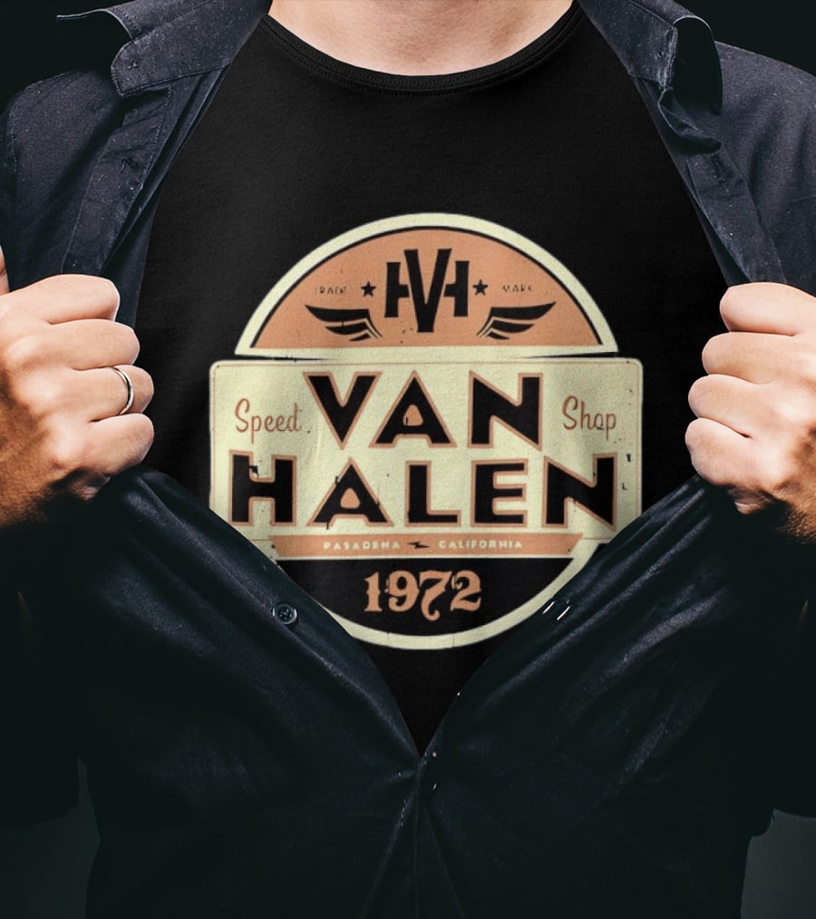 Van Halen Speed Shop Pasadena California 1972 T-Shirt