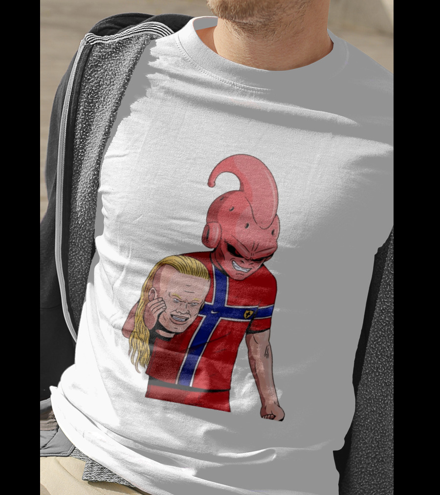 Majin Buu Holding Erling Haaland With Norway Football Jersey T-Shirt