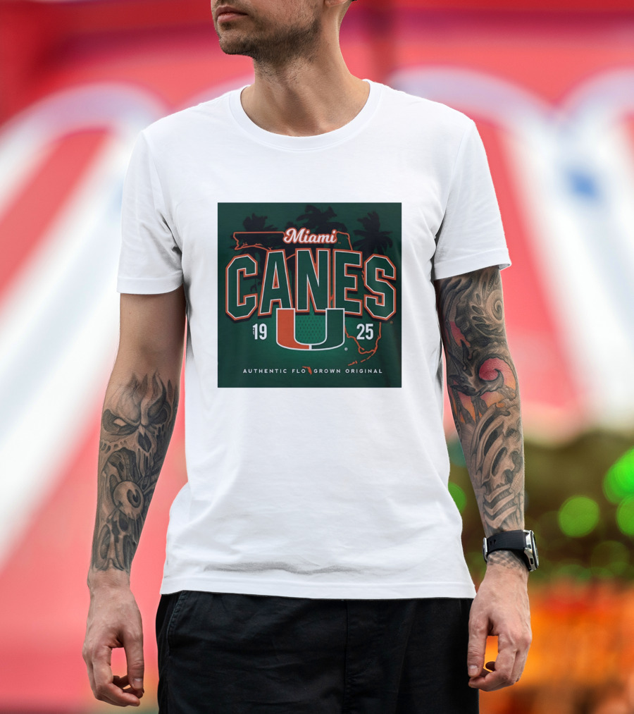 Miami Hurricanes Canes U Authentic Flo Grown 1925 Palm Trees T-Shirt