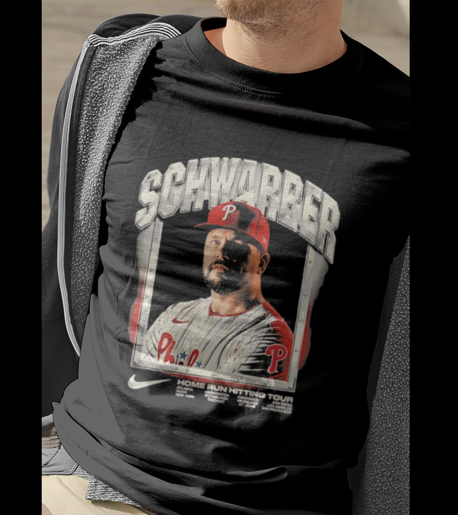 Philadelphia Phillies Kyle Schwarber Home Run Hitting Tour 2026 Nike Baseball T-Shirt