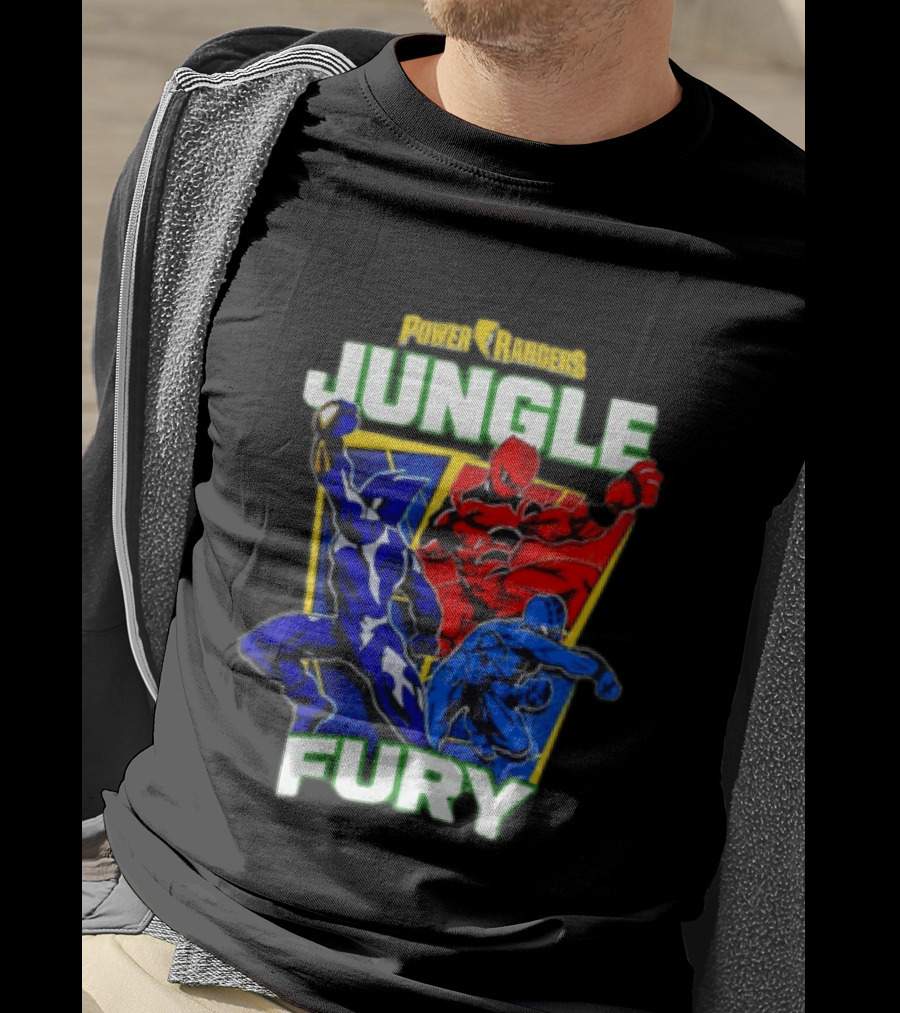 Power Rangers Jungle Fury Red And Blue Rangers Action Poses T-Shirt