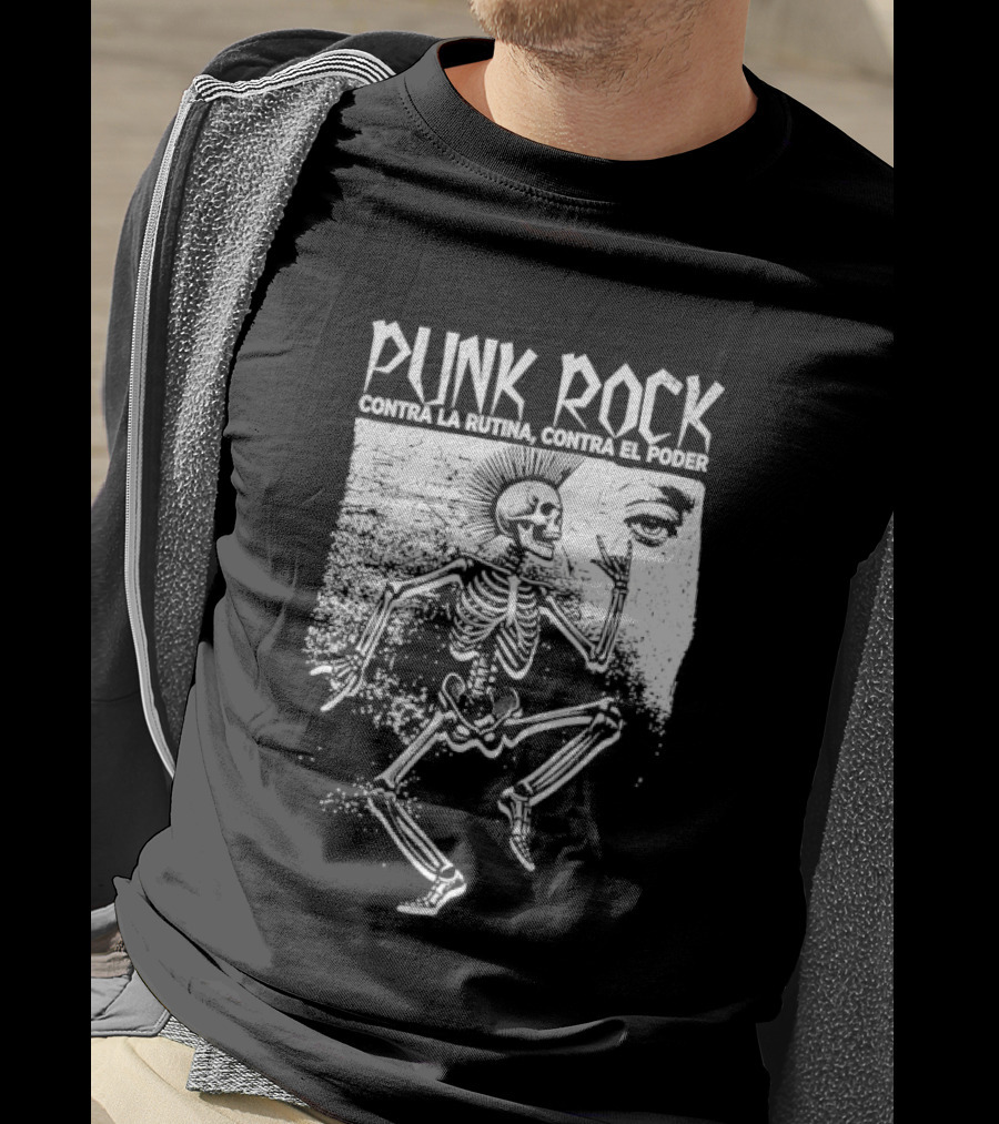 Punk Rock Contra La Rutina Contra El Poder Skeleton Dance T-Shirt