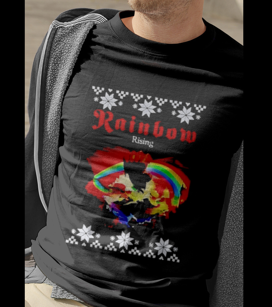Rainbow Rising Christmas Ugly Sweater Starry T-Shirt