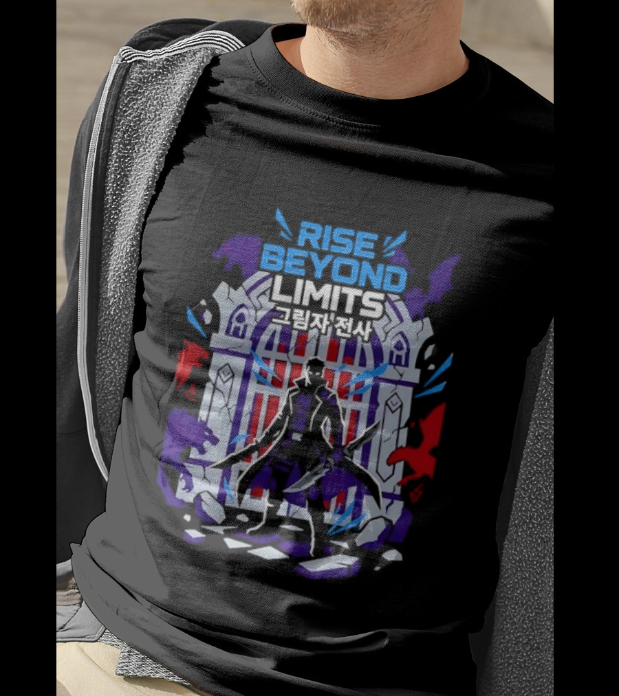 Rise Beyond Limits Shadow Warrior Fantasy Korean Text Heroic Gate Scene T-Shirt