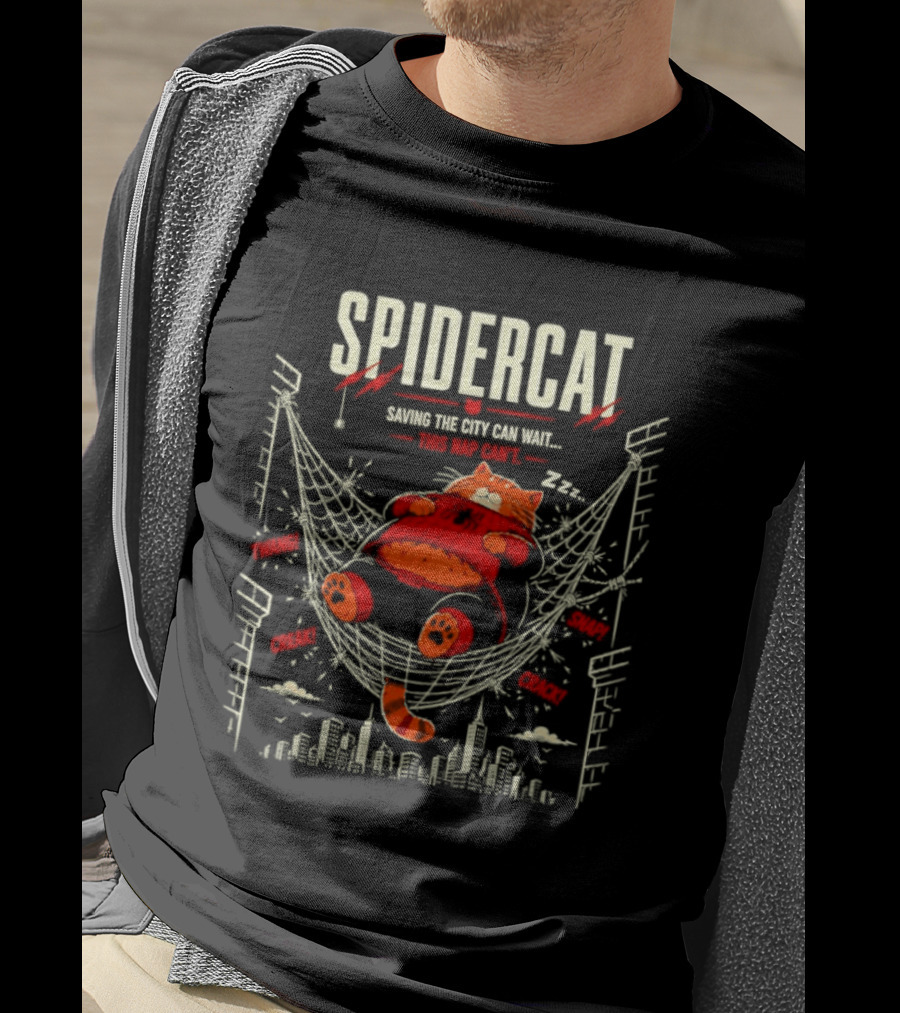 Spidercat Saving The City Can Wait This Nap Can T-Shirt