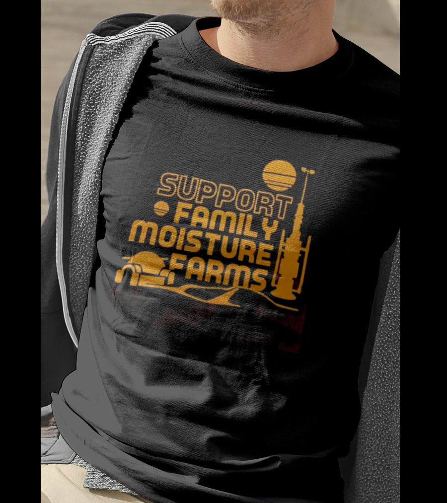 Support Family Moisture Farms Tatooine Landspeeder Sunset Scene T-Shirt