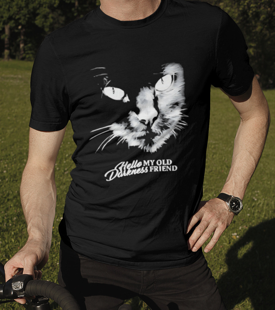 Hello Darkness My Old Friend Cat Face Simon And Garfunkel T-Shirt