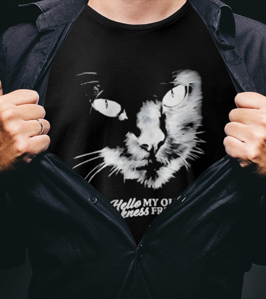Hello Darkness My Old Friend Cat Face Simon And Garfunkel T-Shirt