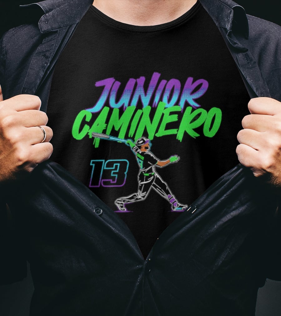 Junior Caminero Tampa Bay Rays Baseball Slugger Swing 13 T-Shirt