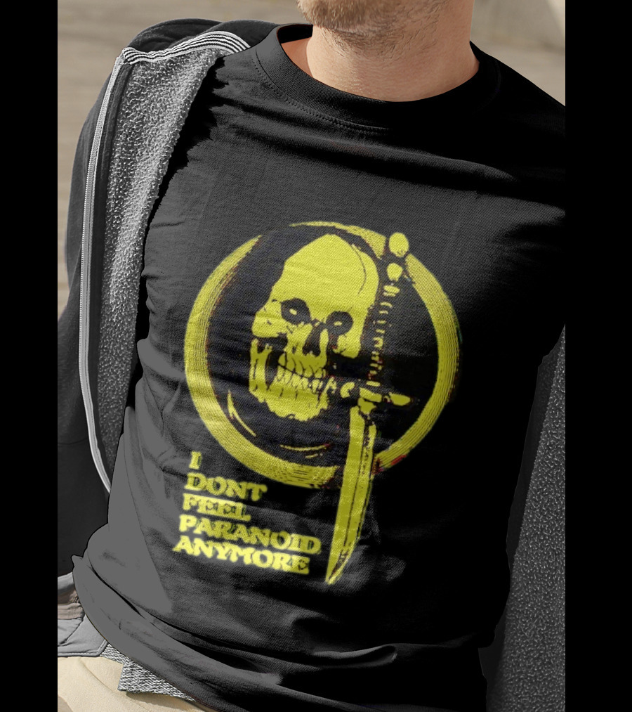 I Don't Feel Paranoid Anymore Skull Dagger Retro Horror Vibe T-Shirt