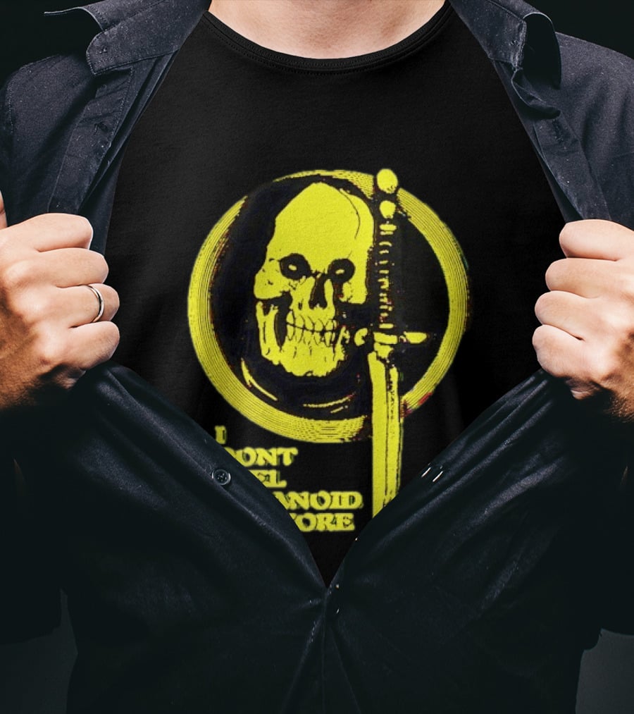 I Don't Feel Paranoid Anymore Skull Dagger Retro Horror Vibe T-Shirt