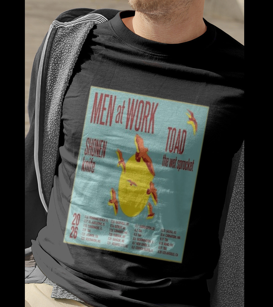 Men At Work Toad The Wet Sprocket Shonen Knife 2026 Tour Dates And Locations T-Shirt