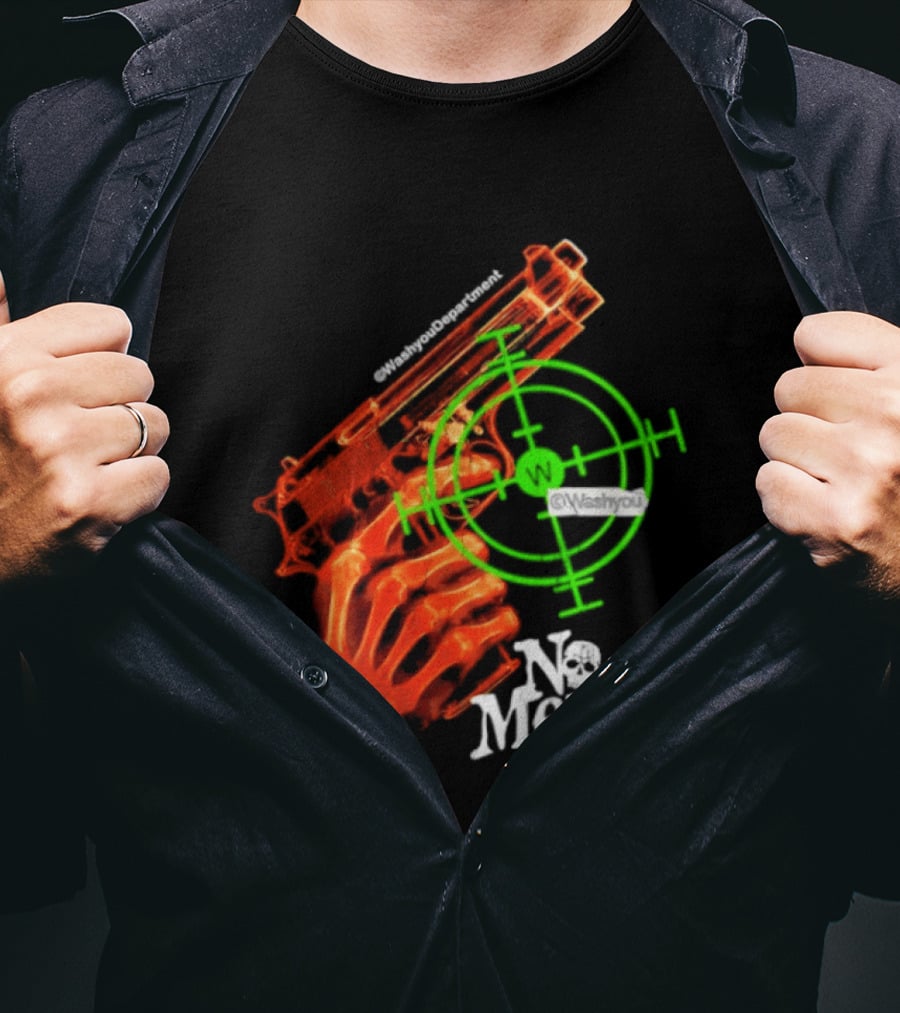 No Mercy Skeleton Hand Gun Green Target Scope T-Shirt
