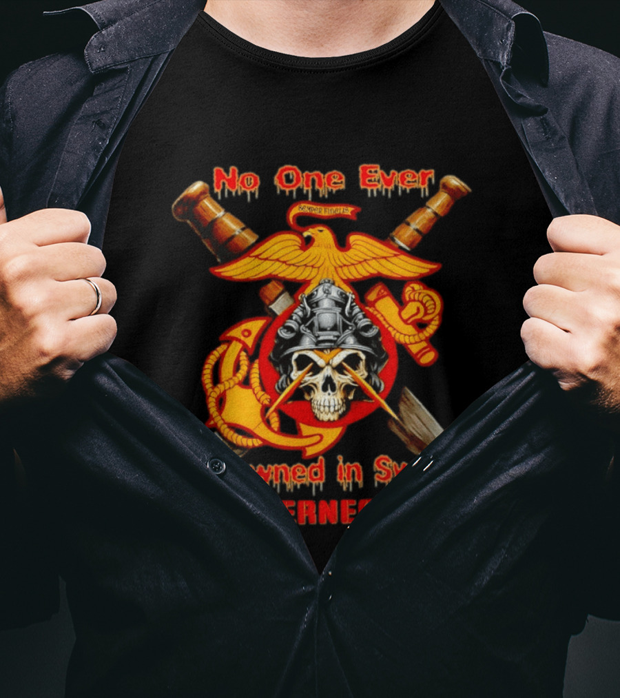 No One Ever Drowned In Sweat Leathernecks MC Semper Fidelis Anchor And Skull Marine Corps Motif T-Shirt