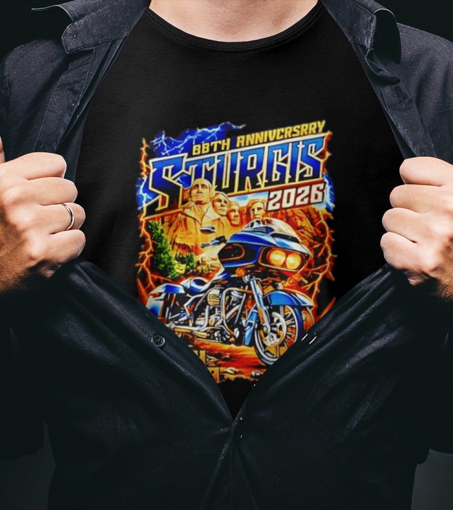88th Anniversary Sturgis 2026 South Dakota Motorcycle Mount Rushmore T-Shirt