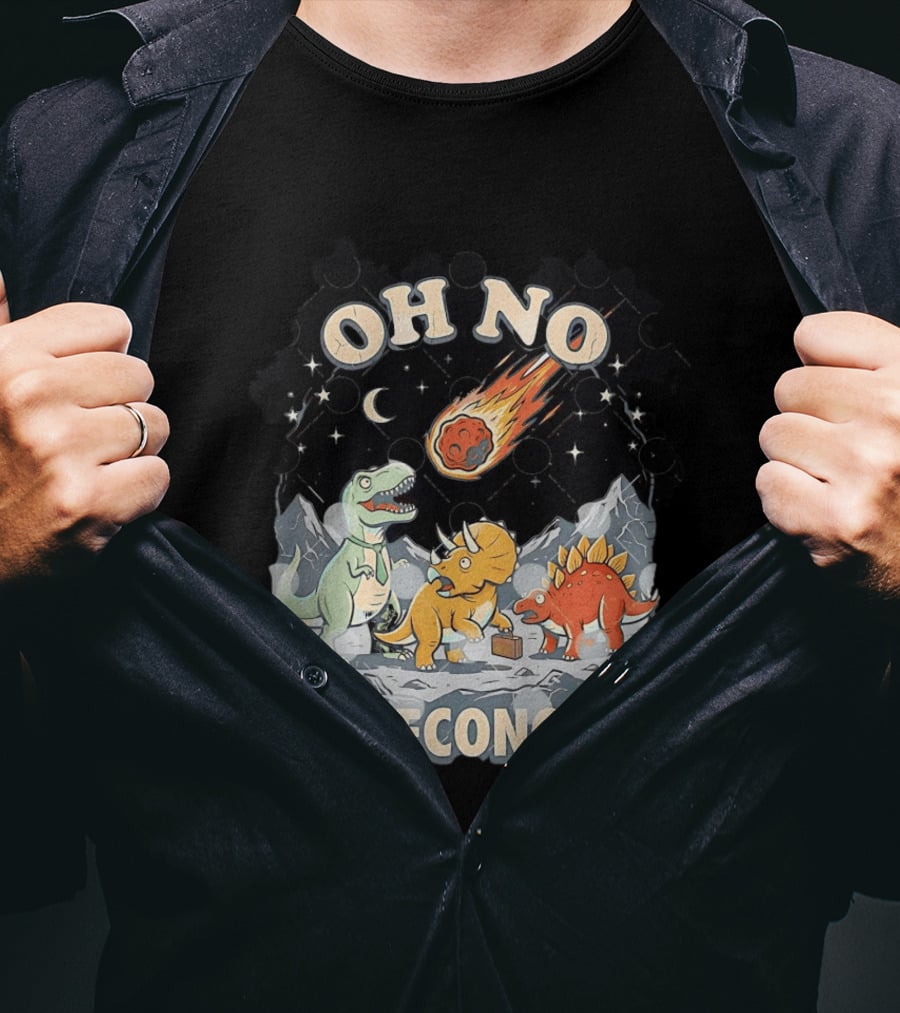 Oh No The Economy Dinosaurs Meteor Cartoon Funny Design Dinosaur Comic T-Shirt