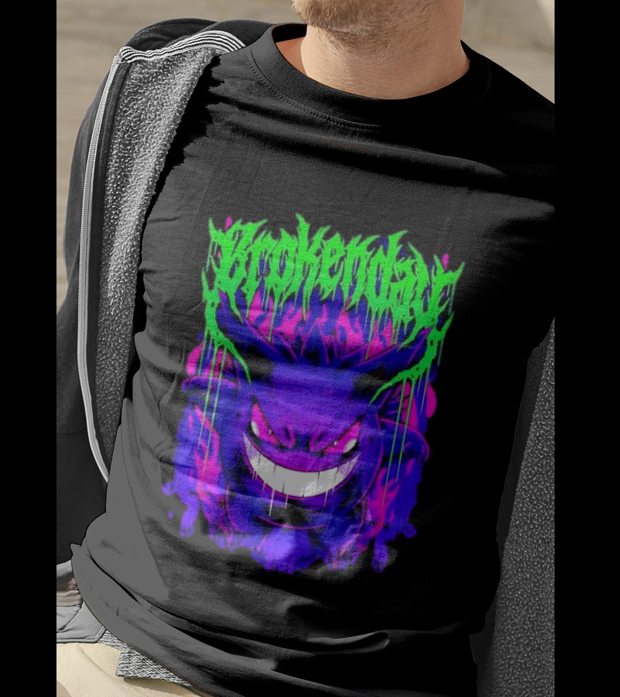 Brokey Day Gengar Pokemon Ghost Type Metal Band T-Shirt