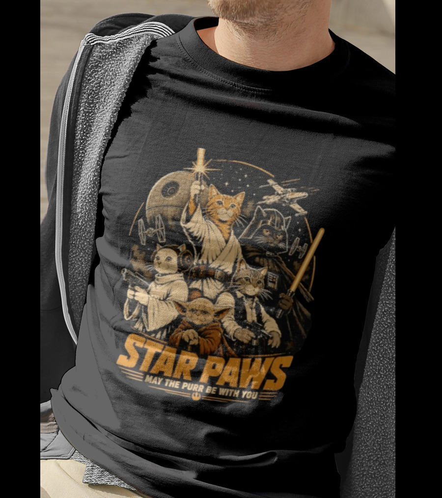 Star Paws May The Purr Be With You Cat Jedi Warriors Star Wars T-Shirt