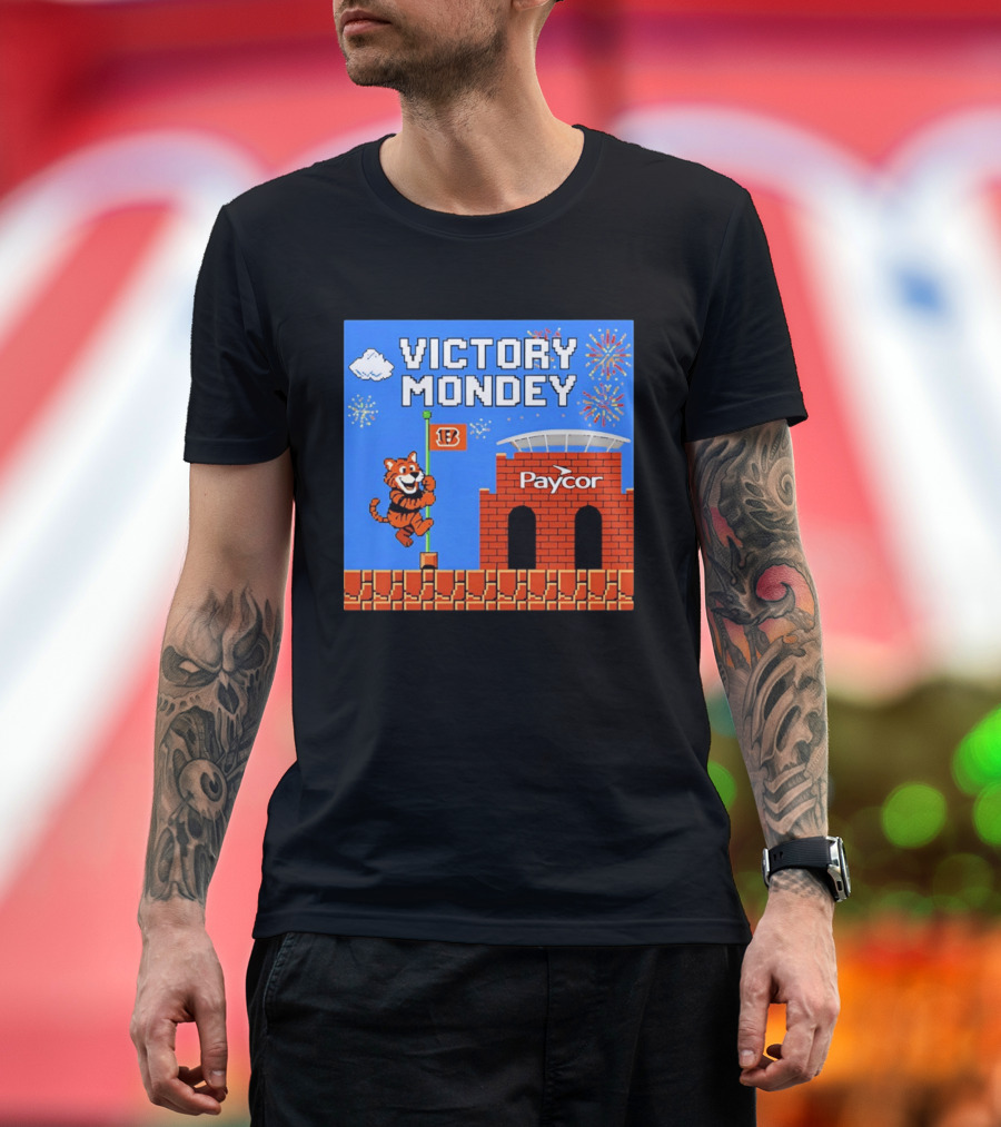 Cincinnati Bengals Victory Mondey Pixel Art Tiger Paycor Stadium Celebration T-Shirt