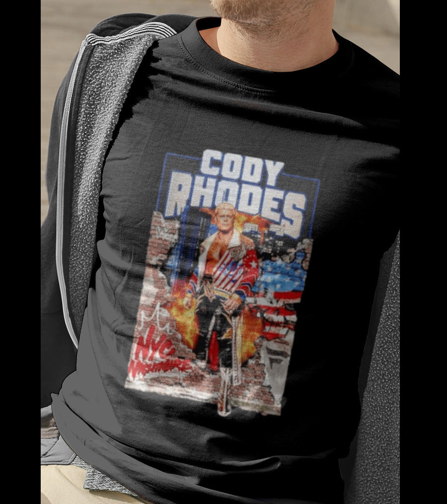 Cody Rhodes NYC Nightmare WWE Wrestling Fireworks Explosion Brick Wall American Flag Jacket T-Shirt